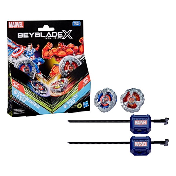 Beyblade X und Marvel Collab Captain America 4-70GB vs. Red Hulk 1-80R