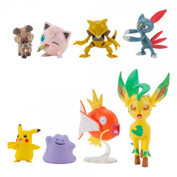 Pokémon Battle Figure Set Figuren 8er-Pack Weibliches Pikachu, Pummeluff, Wuffels, Sniebel, Abra …